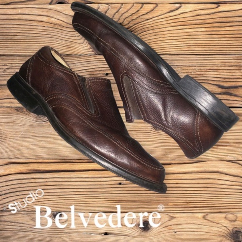 Studio Belvedere Skyway Slip On Loafers Made In Brazil Brown Leather 13D